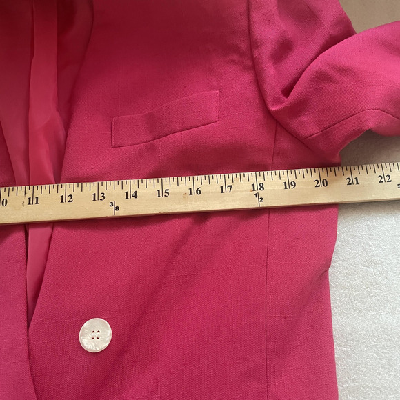Vintage 90s Sasson Blazer Women 12 Pink Double Breasted Lined‎ Career Jacket - Picture 8 of 14